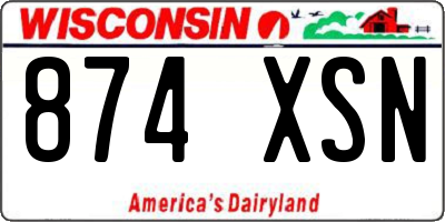 WI license plate 874XSN