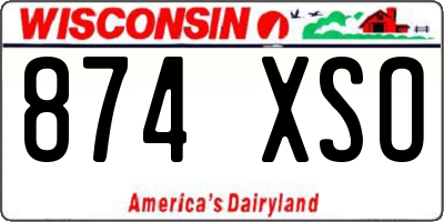 WI license plate 874XSO