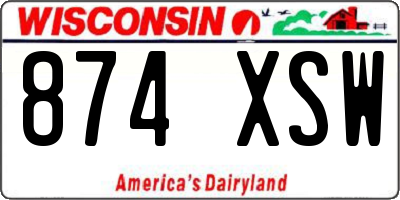 WI license plate 874XSW