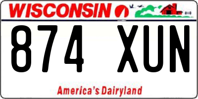 WI license plate 874XUN
