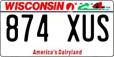 WI license plate 874XUS