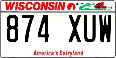 WI license plate 874XUW