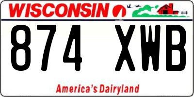 WI license plate 874XWB