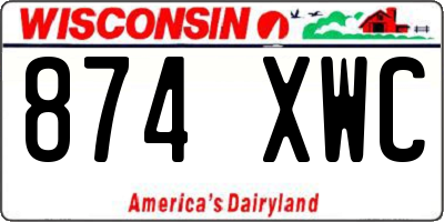WI license plate 874XWC
