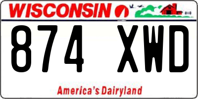 WI license plate 874XWD