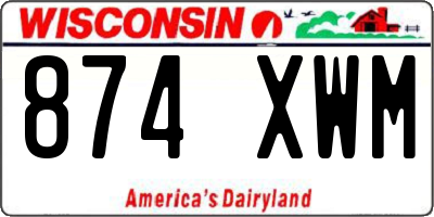 WI license plate 874XWM