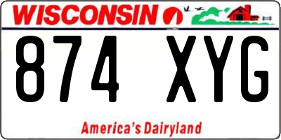 WI license plate 874XYG