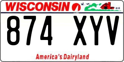 WI license plate 874XYV