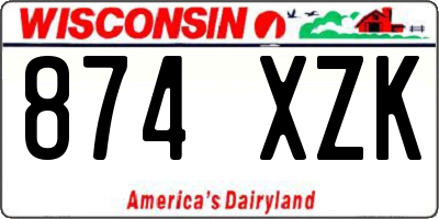 WI license plate 874XZK