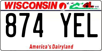 WI license plate 874YEL