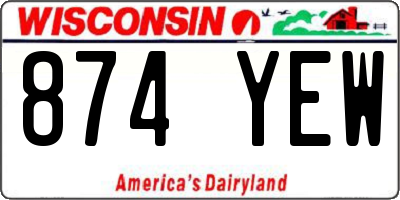 WI license plate 874YEW