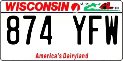 WI license plate 874YFW