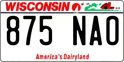 WI license plate 875NAO