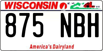 WI license plate 875NBH