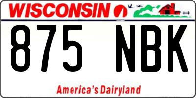 WI license plate 875NBK