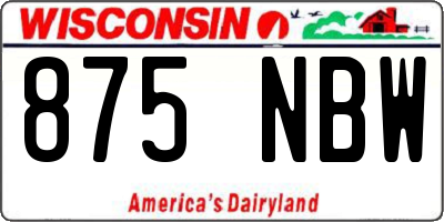 WI license plate 875NBW