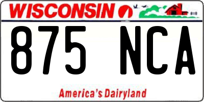 WI license plate 875NCA