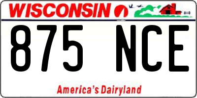 WI license plate 875NCE