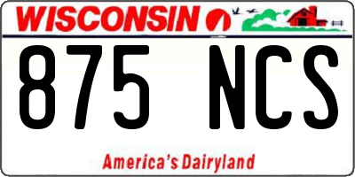 WI license plate 875NCS