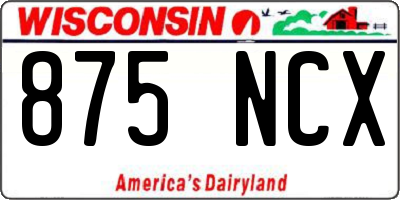 WI license plate 875NCX