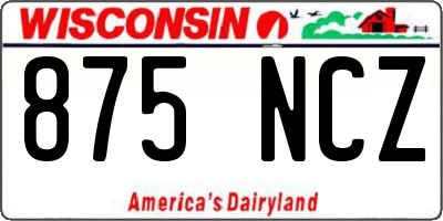 WI license plate 875NCZ