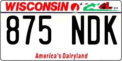 WI license plate 875NDK