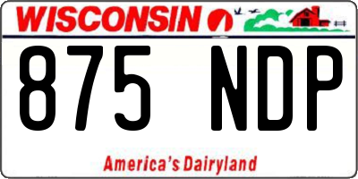 WI license plate 875NDP