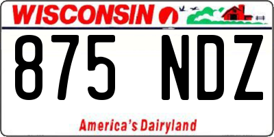 WI license plate 875NDZ