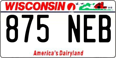 WI license plate 875NEB