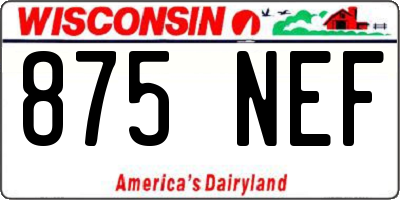WI license plate 875NEF