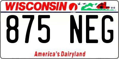 WI license plate 875NEG