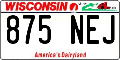 WI license plate 875NEJ