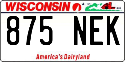WI license plate 875NEK