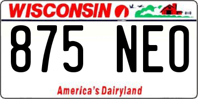 WI license plate 875NEO