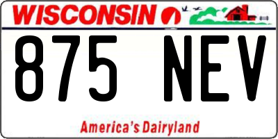 WI license plate 875NEV