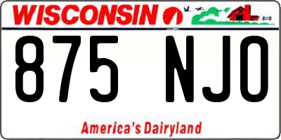 WI license plate 875NJO