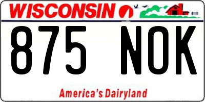 WI license plate 875NOK