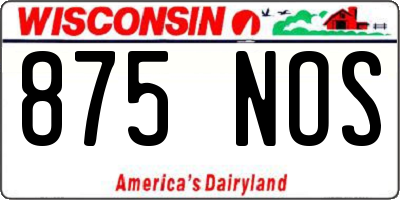 WI license plate 875NOS
