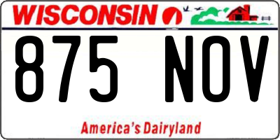 WI license plate 875NOV