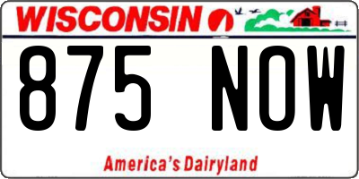 WI license plate 875NOW