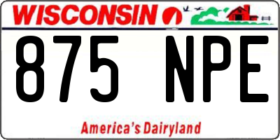 WI license plate 875NPE