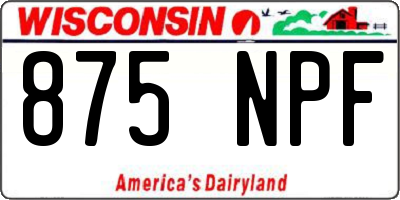 WI license plate 875NPF