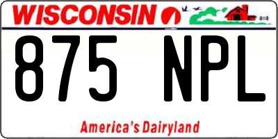 WI license plate 875NPL