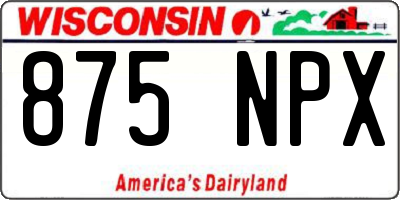 WI license plate 875NPX