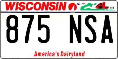 WI license plate 875NSA