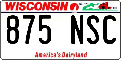 WI license plate 875NSC