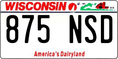 WI license plate 875NSD