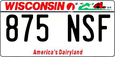 WI license plate 875NSF
