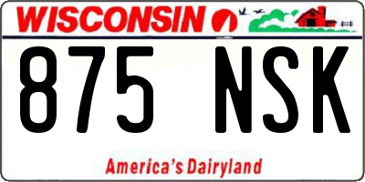 WI license plate 875NSK