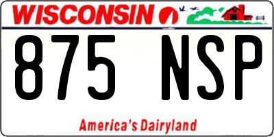 WI license plate 875NSP